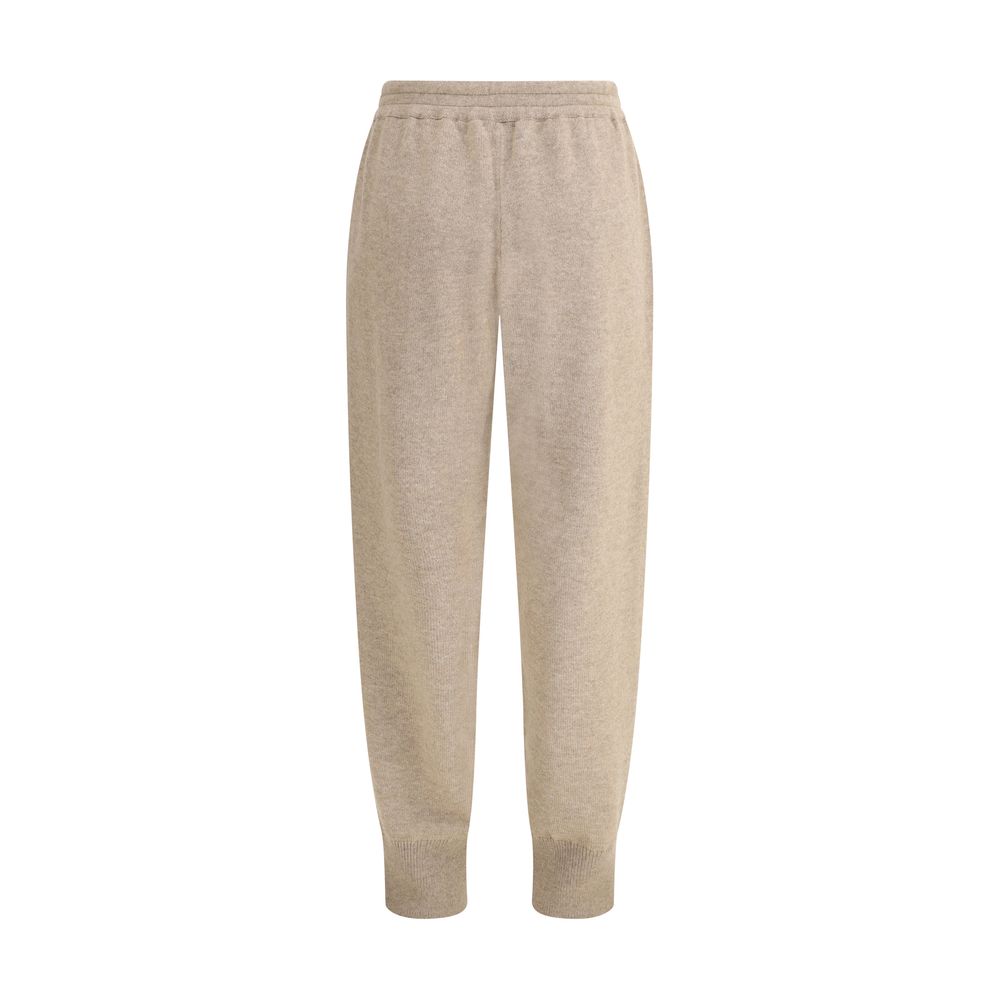 Brunello Cucinelli Beige Cashmere Pants with elastic waistband and side welt pockets for casual sophistication. Made in Italy, AW25 collection.