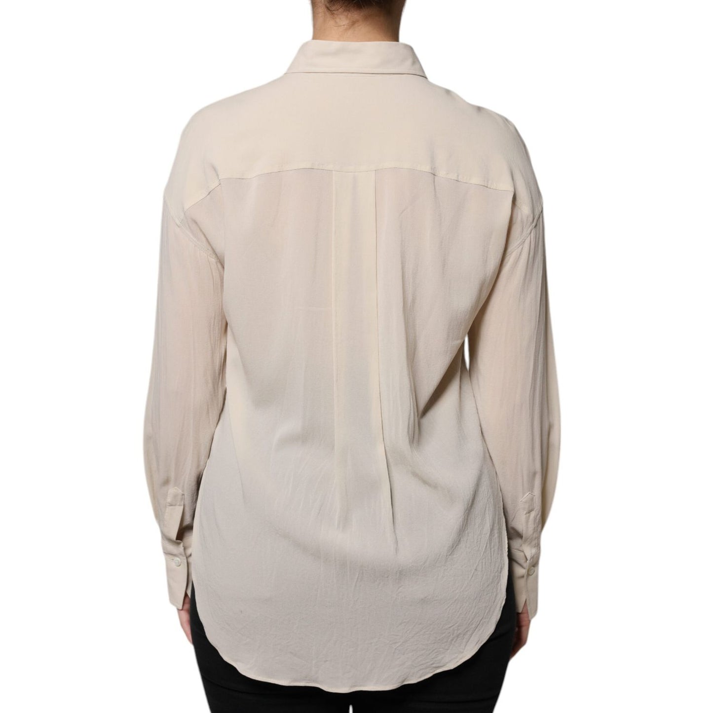 Brunello Cucinelli Beige Silk Blend Collared Button Down Top 1728,67345645728,Beige,Blouses - Shirts - Clothing,Brunello Cucinelli,Clothing,IT38 | XS,Material: 91% Silk 9% Elastane,Preowned / Defect,Shirts - Clothing,Tops & T-Shirts - Women - Clothing,Wom