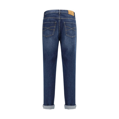 Brunello Cucinelli Blue Cotton Straight-Leg Jeans