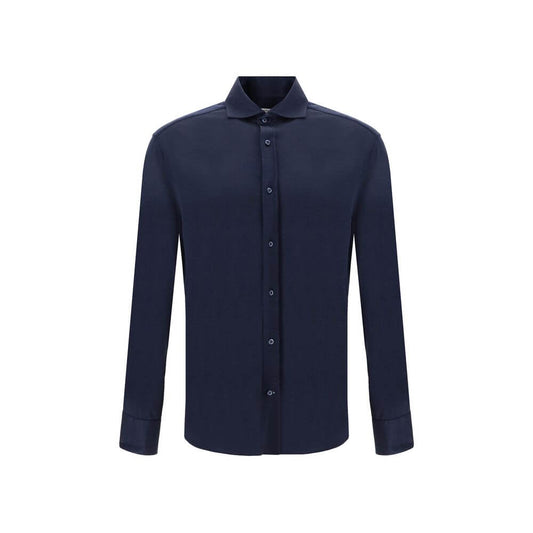 Brunello Cucinelli Blue Silk Shirt