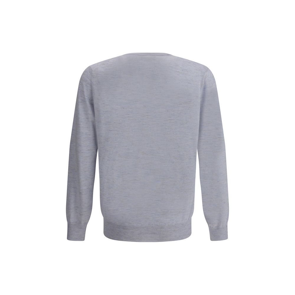 Back view of Brunello Cucinelli Cashmere and silk Sweater with ribbed cuffs and hemline in mélange pattern.