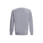 Back view of Brunello Cucinelli Cashmere and silk Sweater with ribbed cuffs and hemline in mélange pattern.