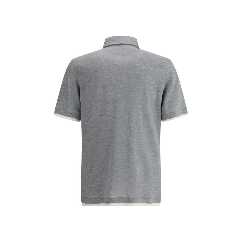 Brunello Cucinelli Gray Cotton Polo Shirt