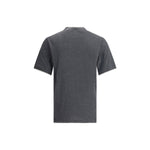 Brunello Cucinelli Silk T-Shir, elegant gray T-shirt featuring a two-tone double layer on hems for a contemporary look.
