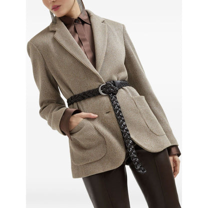 Brunello Cucinelli Sparkling cotton and viscose English rib knit blazer with monili