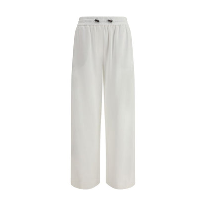 Alt Tag: Brunello Cucinelli White Cotton Joggers (Workout Pants) with elasticized waistband and side pockets - perfect for casual elegance.
