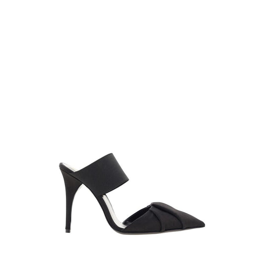 Bruno Frisoni Black Calf Leather Bos Taurus High Heel Pumps with geometric toe and webbing ankle strap, AW23 collection.