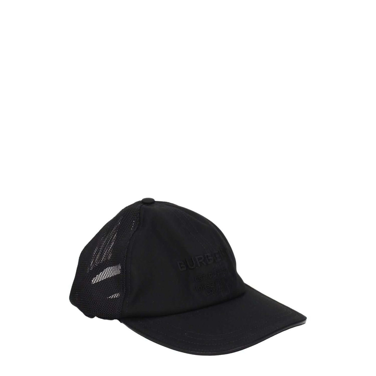 Burberry Black Cotton Cap (Baseball Hat) with front logo, button closure, and street style design.