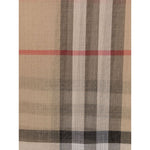 Burberry Check wool and silk scarf in archive beige with a plaid pattern, frayed edge, and logo patch, measuring 220x70 cm.