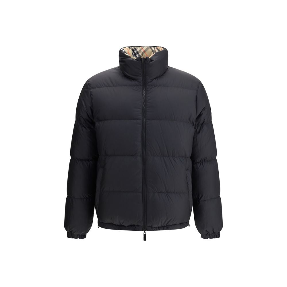 Burberry Multicolor Polyamide Clothing reversible check down jacket with zipper and packaway hood.