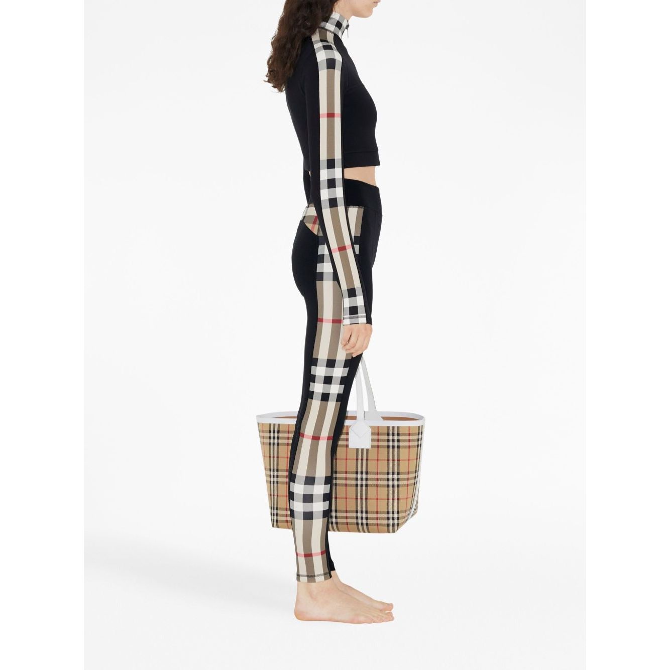 Burberry Stretch jersey leggings with Check finishes Trousers