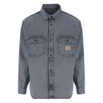 CARHARTT WIP PRE Shirts Clear Blue silk nylon tigan denim cotton shirt with pockets and buttons in gray color.