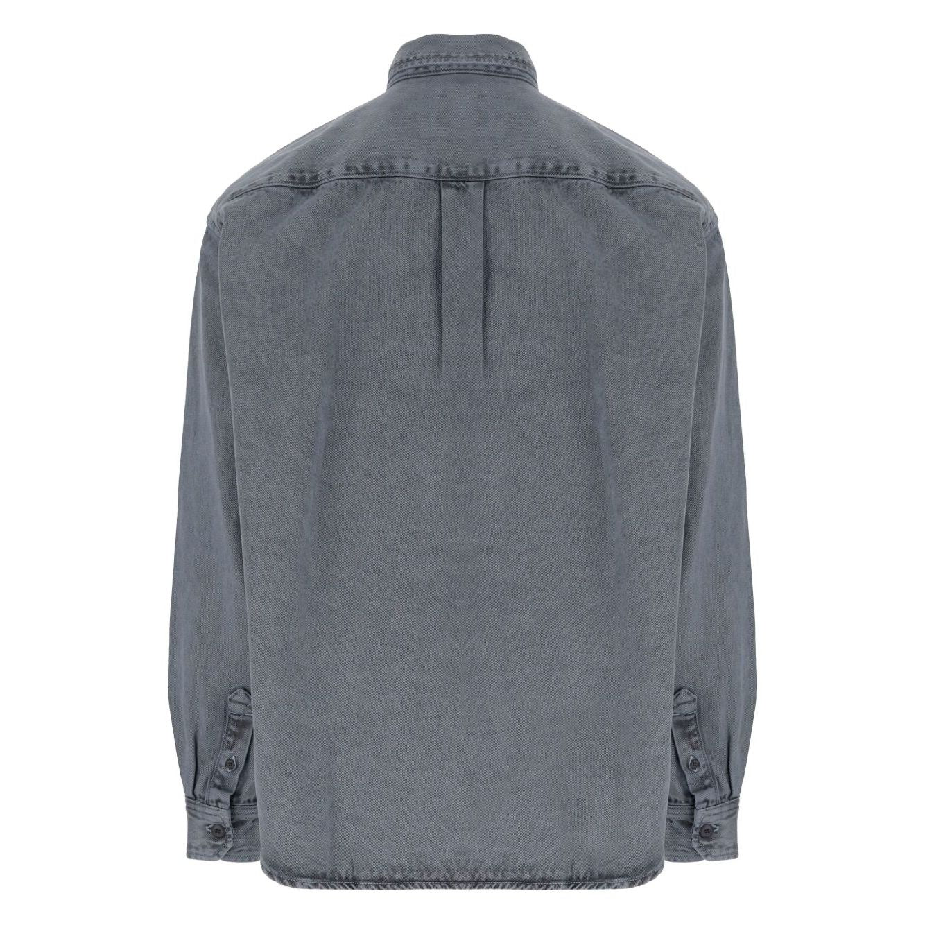 Back view of CARHARTT WIP PRE Shirts Clear Blue made from silk & nylon tigan denim cotton