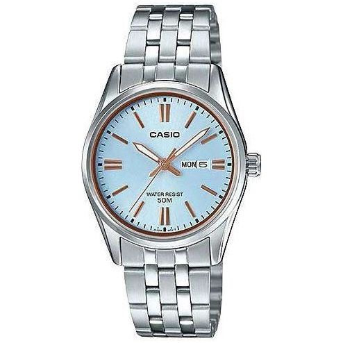 CASIO COLLECTION Mod. LADY DAY & DATE - LIGHT BLUE. BRONZE INDEXES