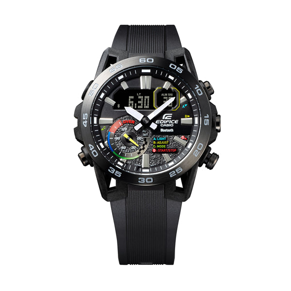 CASIO EDIFICE Mod. RACING MULTI COLOR SERIE wristwatch, 48mm case, 10 ATM water resistance, quartz movement, multifunction dial.