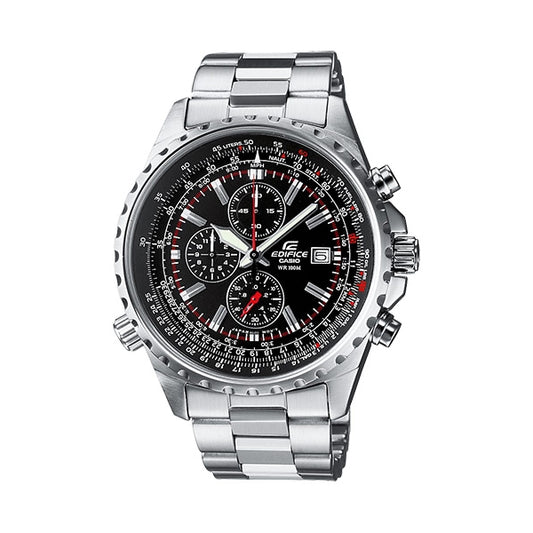 CASIO EDIFICE Mod. SLIDE RULE XL CHRONO - BLACK wristwatch with stainless steel bracelet and chronograph dial