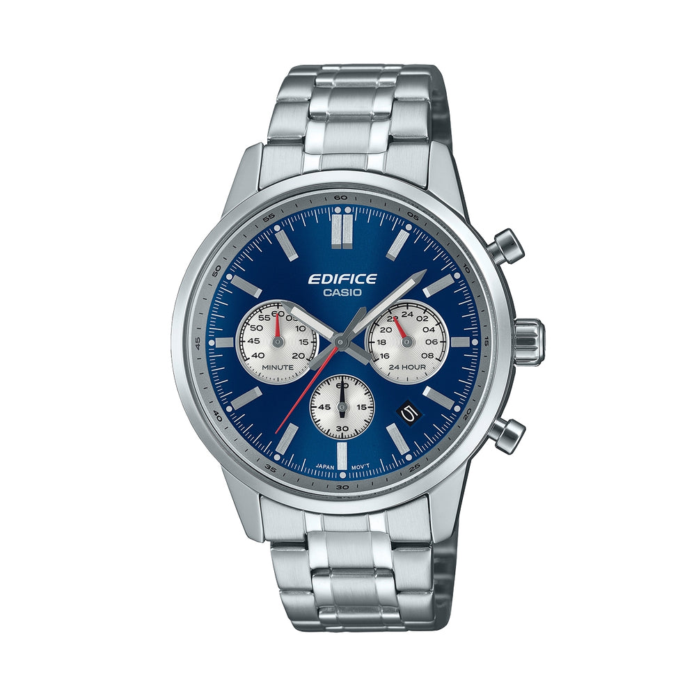 CASIO EDIFICE WATCHES Mod. EFR-575D-2AEF, stainless steel quartz chronograph wristwatch for gents, water resistant up to 10 ATM.