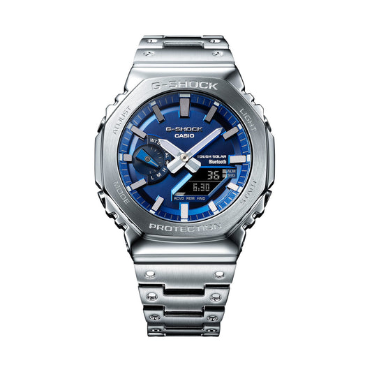 CASIO G-SHOCK MASTER OF G Mod. OAK FULL METAL Bluetooth®, stainless steel wristwatch, water resistant, multifunction solar movement.