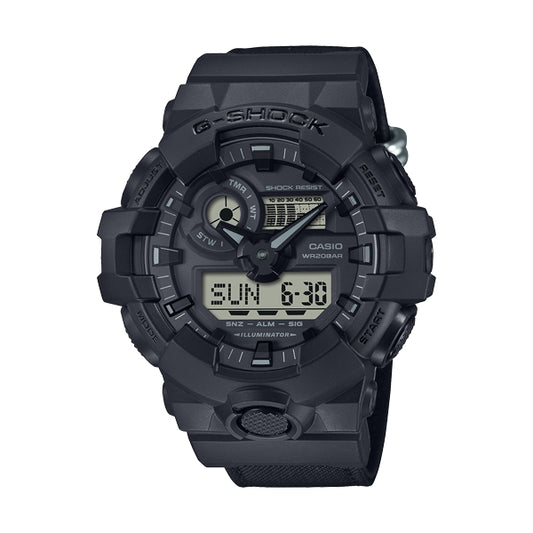 CASIO G-SHOCK Mod. BOLD - BLACK CORDURA ECO FABRIC STRAP SERIE, 20 ATM water resistant wristwatch with multifunction Quartz movement.