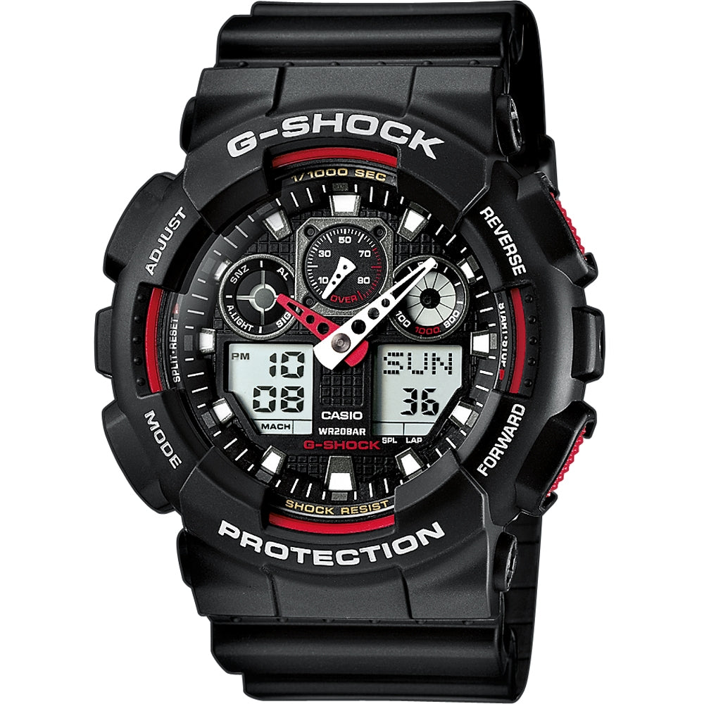 CASIO G-SHOCK Mod. GS BASIC wristwatch with 20 ATM water resistance, resin case and strap, quartz movement, multifunction features.