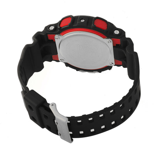 Back view of CASIO G-SHOCK Mod. GS BASIC watch with resin strap and multifunction quartz movement, shown in official box.