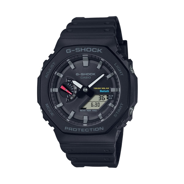 CASIO G-SHOCK Mod. NEW OAK Black - Tough Solar. Bluetooth. Gent's smartwatch with 20 ATM water resistance, carbon resin case, and solar movement.