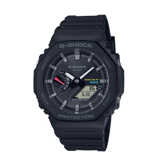 CASIO G-SHOCK Mod. NEW OAK Black - Tough Solar. Bluetooth. Gent's smartwatch with 20 ATM water resistance, carbon resin case, and solar movement.