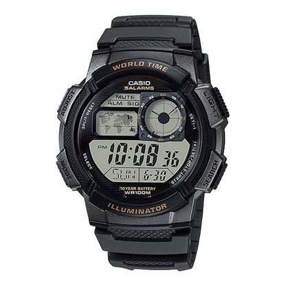 CASIO SPORT Mod. DIVER - WORLD TIME ILLUMINATOR 5 ALARMS. 10 YEARS BATTERY - BLACK WATCHES