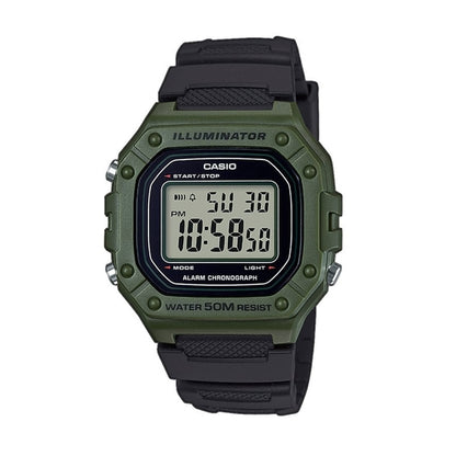 CASIO TIMELESS COLLECTION Mod. SPORT ILLUMINATOR WR 50M. ALARM. CHRONOGRAPH - ARMY GREEN
