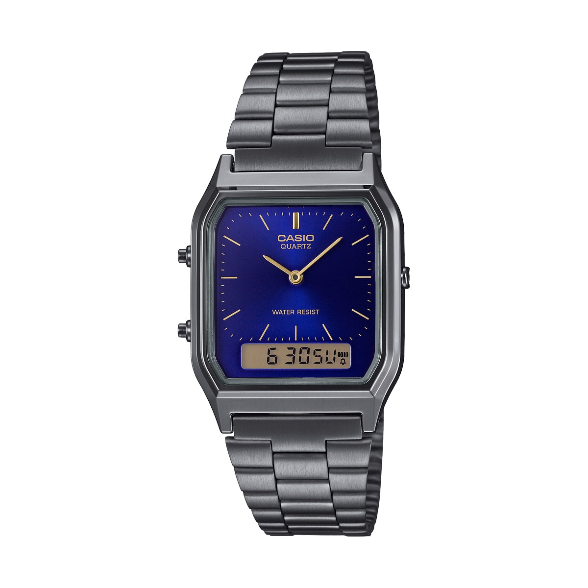 CASIO VINTAGE Mod. EDGY COLLECTION SUNRAY DIAL - GUN METAL NIGHT BLUE WATCHES
