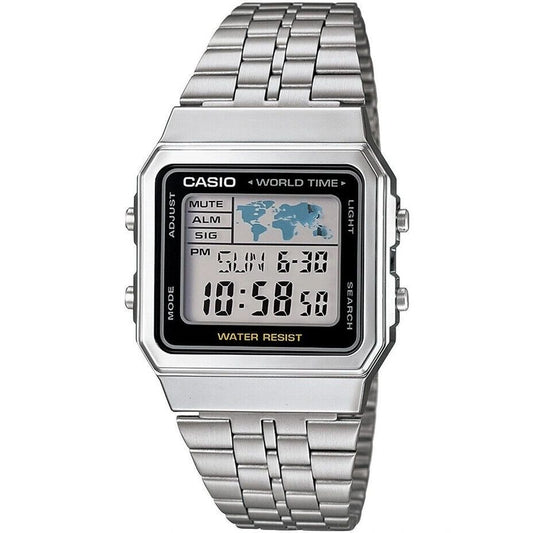 CASIO VINTAGE Mod. WORLD TIME - SILVER & BLACK WATCHES