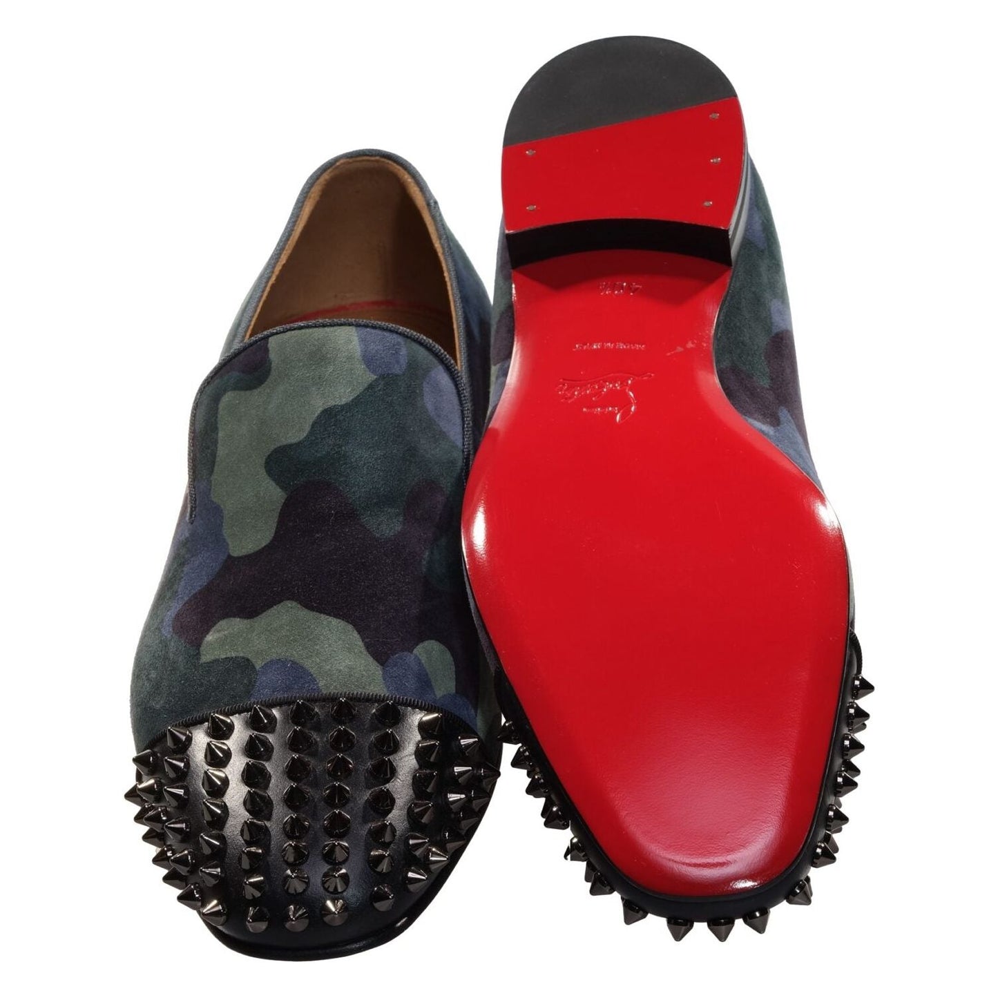 Spooky Flat Camouflage and Studded Slip On Shoes Christian Louboutin