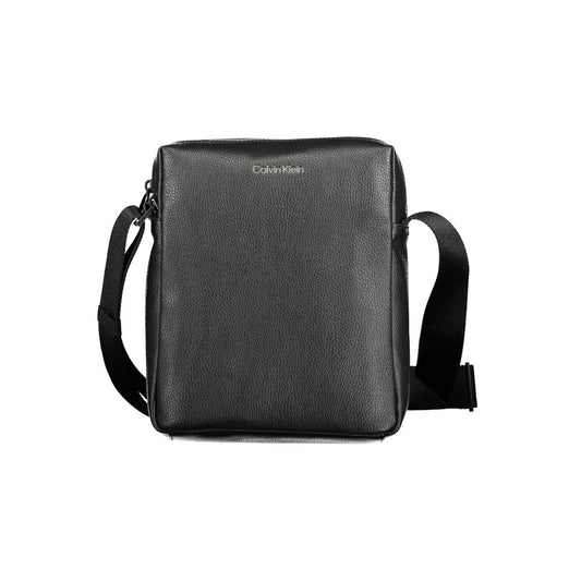 Calvin Klein Black Polyester Men Shoulder Bag with adjustable strap and interior pocket for sustainable luxury and practicality.