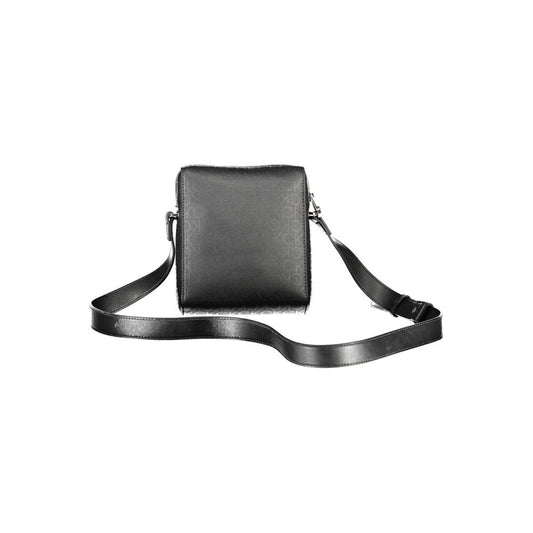 Calvin Klein Black Polyester Shoulder Bag with adjustable strap, contrasting details, and logo, featuring internal and external pockets.
