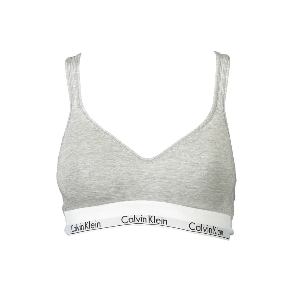 Calvin Klein Brown Cotton Women Bralette with chic crossed straps and iconic logo, offering style, comfort, and flexibility.