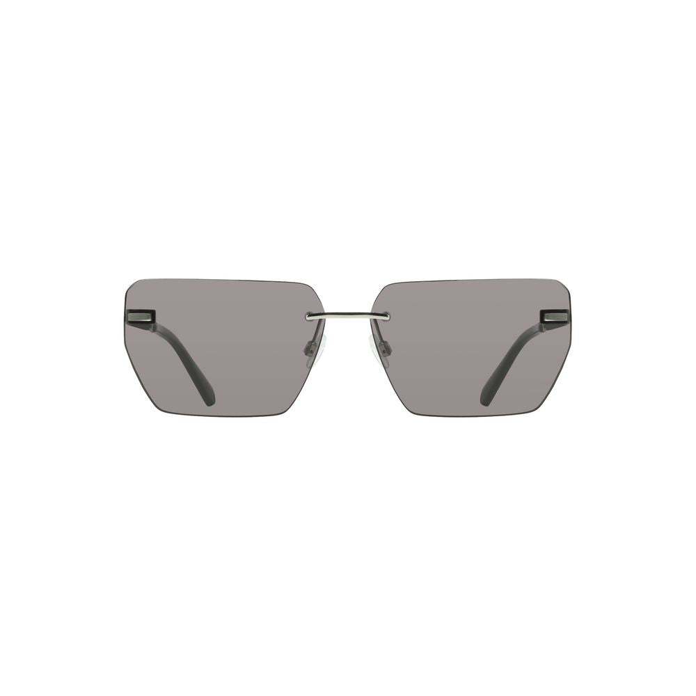 Calvin Klein Gray Metal Men Sunglasses with bold metal frame and smoky square lenses for modern style and luxury fashion.