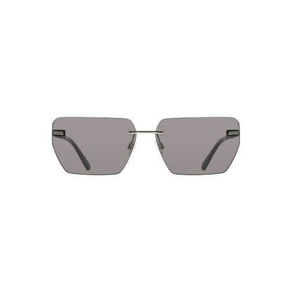 Calvin Klein Gray Metal Men Sunglasses with bold metal frame and smoky square lenses for modern style and luxury fashion.