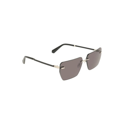 Calvin Klein Gray Metal Men Sunglasses with smoky square lenses and a bold metal frame.