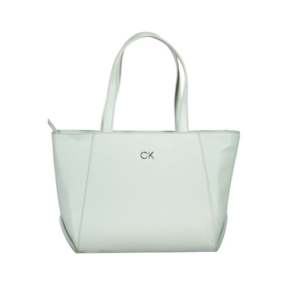 Calvin Klein Light Blue Polyethylene Women Handbag with logo, versatile shoulder straps, and chic zip closure.