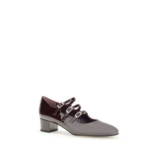 Carel Paris Kina Pumps in patent leather with retro elegance and three adjustable straps for comfort and style, 4 cm heel.