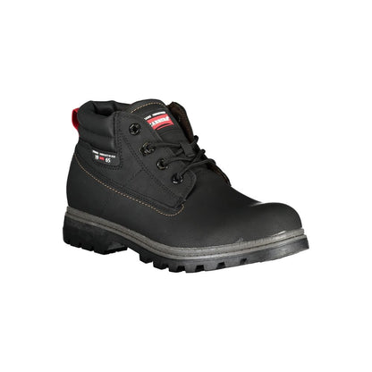 Carrera Black Polyester Ankle boot with laces and contrast details, featuring company logo on the side.