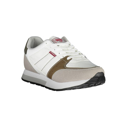 Carrera White Polyester Men Sneaker with contrasting details and Carrera logo, perfect for athletic style and comfort.