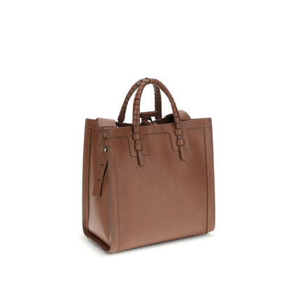 Casadei Brown Calf Leather Bos Taurus Shoulder Bag with handles and embossed logo, made in Italy, AW25 fashion collection.