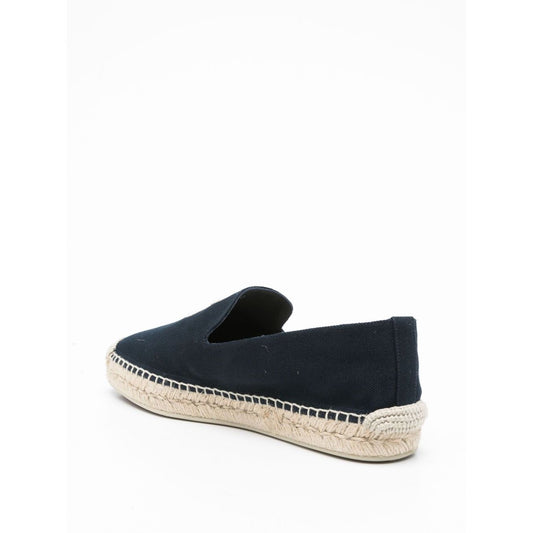 Christian Louboutin Mooncrest espadrilles, dark blue embroidered logo, slip-on style with flat espadrille sole, canvas upper, heel 2 cm.