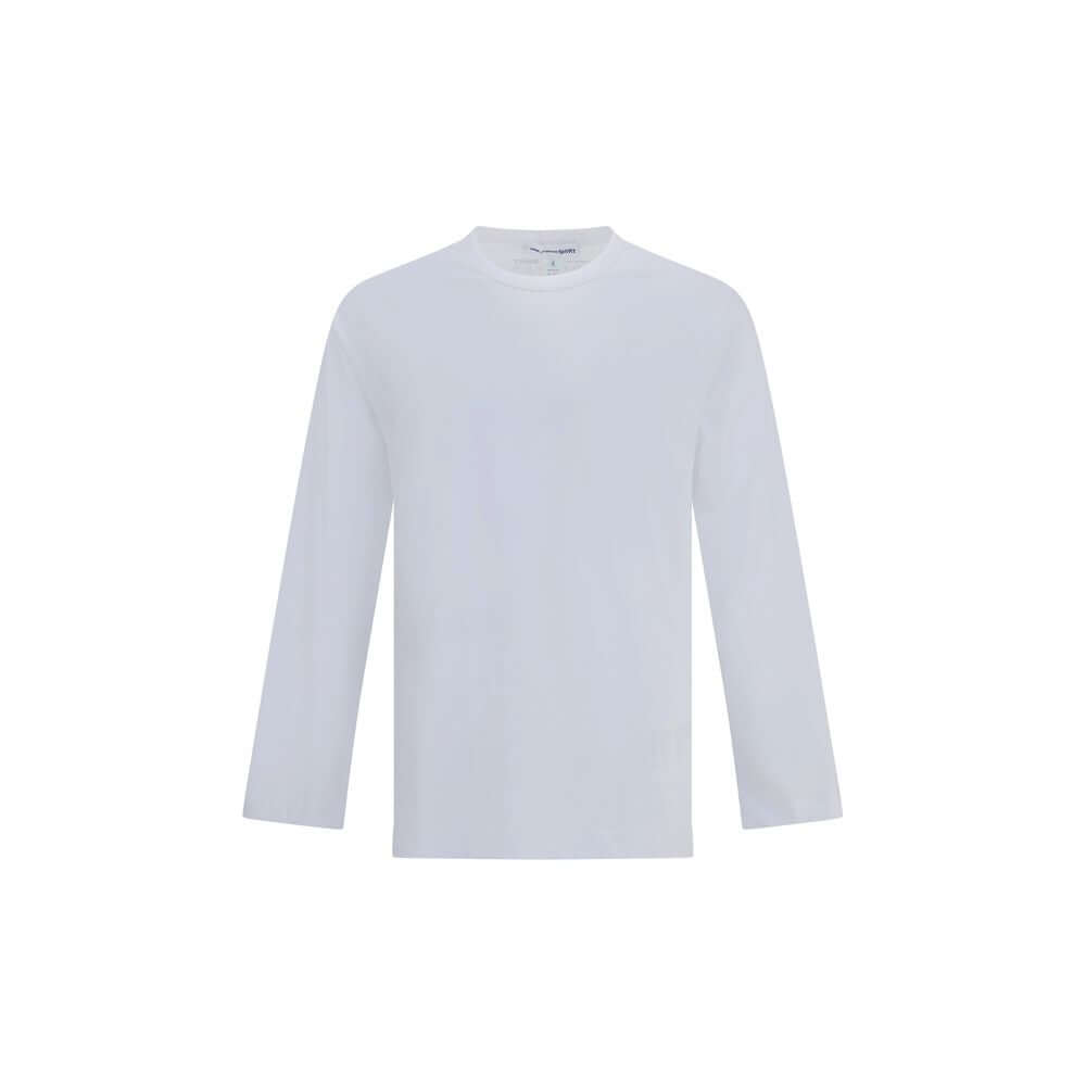 Comme Des Garçons White Cotton Long Sleeve T-Shirt with crew neck and logo detail, made from 100% cotton for AW25 season.