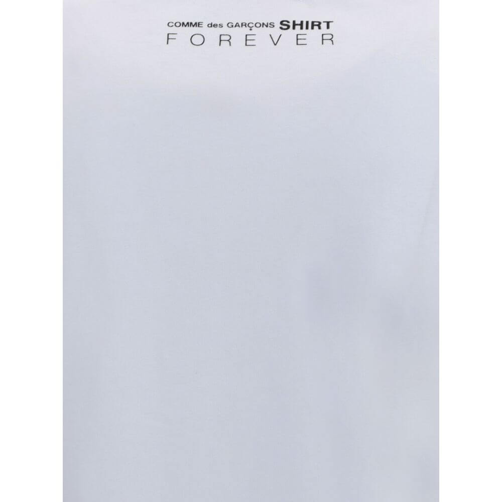 Comme Des Garçons White Cotton Long Sleeve T-Shirt with printed back logo for contemporary style, autumn-winter 2025 collection.