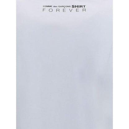 Comme Des Garçons White Cotton Long Sleeve T-Shirt with printed back logo for contemporary style, autumn-winter 2025 collection.