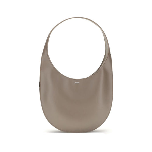 Alt Tag: Coperni Brown Calf Leather Bos Taurus Shoulder Bag with logo, medium size, showcasing compact and sophisticated design.