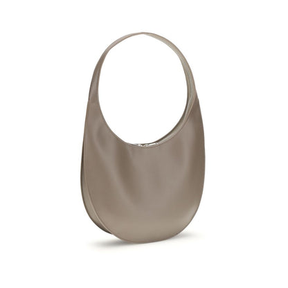 Coperni Brown Calf Leather Bos Taurus Shoulder Bag with zipper closure, compact shape, and logo on front.