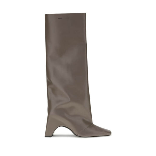 Coperni Gray Calf Leather Bos Taurus Boots with arched sole and block heel for a contemporary look.